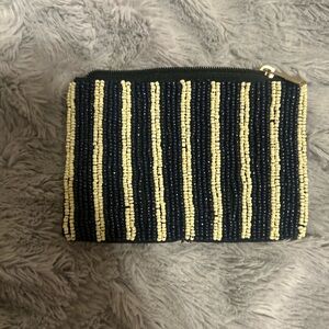 a new day Black and Cream Striped Cosmetic Bag